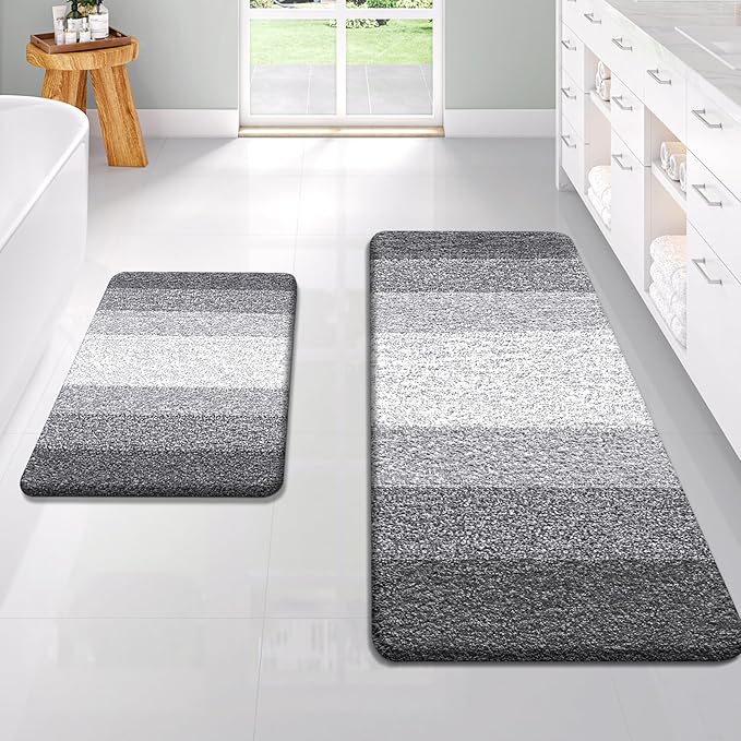 OLANLY Bathroom Rug Set 2 Piece, Soft Absorbent Microfiber Bath Rug Set by OLANLY