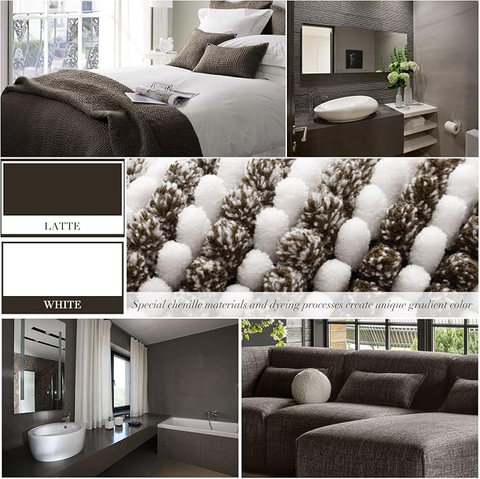 BSICPRO Bathroom Rugs and Mats Sets, 2 Piece Thick Absorbent Chenille Bath Mat - Image 3