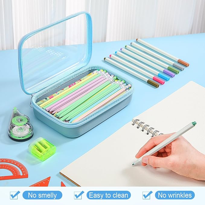 4 Pcs Hard Clear Zipper Case Hard Shell Plastic Pencil Case Large Transparent - Image 6