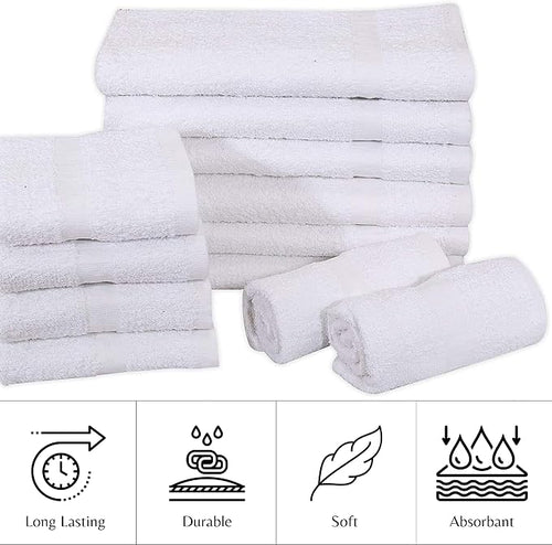 24 Pcs White 16x27 Inch Cotton Blend Economy Hand Towels Salon/Gym/Hotel Super - Image 2