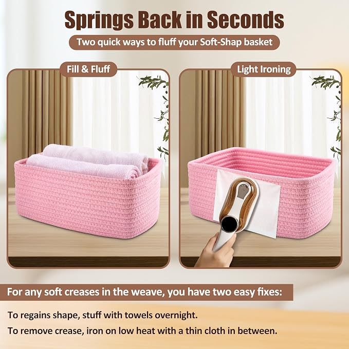 5-Pack Small Woven Rope Storage Baskets – 2 Sizes Organizer Bins - Image 7