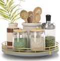 9" Wooden Lazy Susan Turntable for Cabinet – Rotating Spice Rack Organizer by Oroyutor