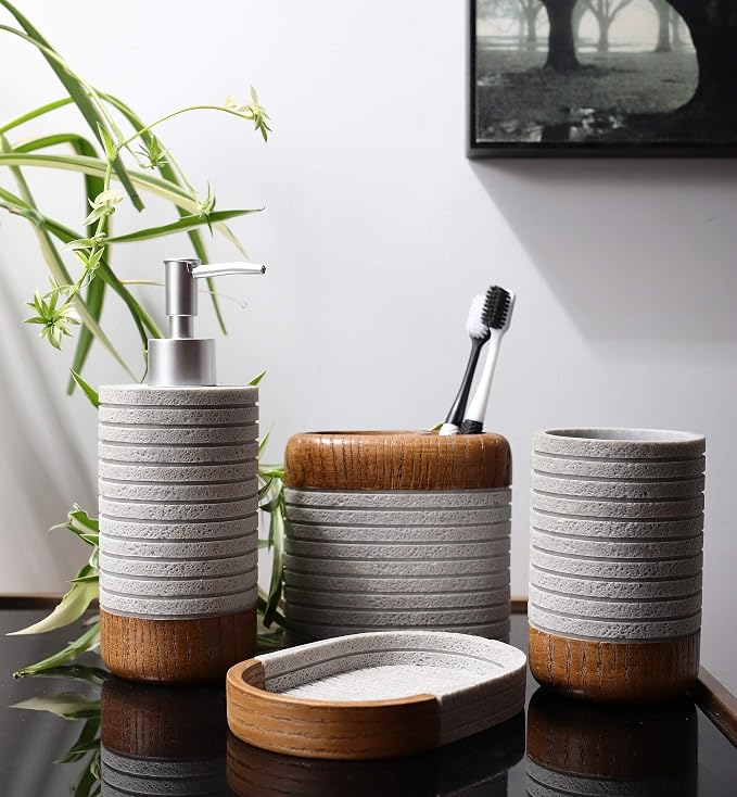 Hymmah Bathroom Accessories Set, Toothbrush Holder, Farmhouse Bathroom Decor - Image 4