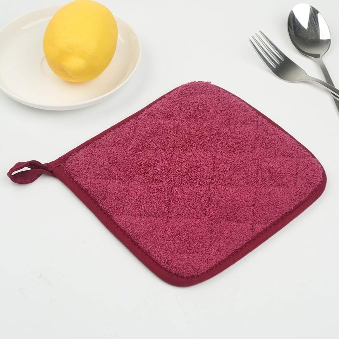 100% Cotton Kitchen Everyday Basic Terry Pot Holder Heat Resistant Coaster - Image 7