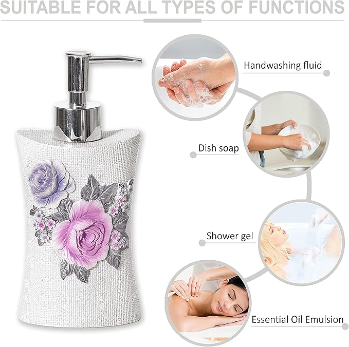 Zahari Home 4pc Michelle Bathroom Accessories Sets Lotion Pump, Tooth Brush - Image 3