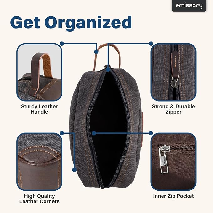 emissary Toiletry Bag for Men, Canvas Travel Toiletry Bag Men's Dopp Kit - Image 2