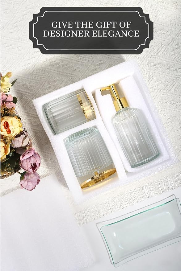 Designer Clear Glass Bathroom Accessories Sets - Image 7