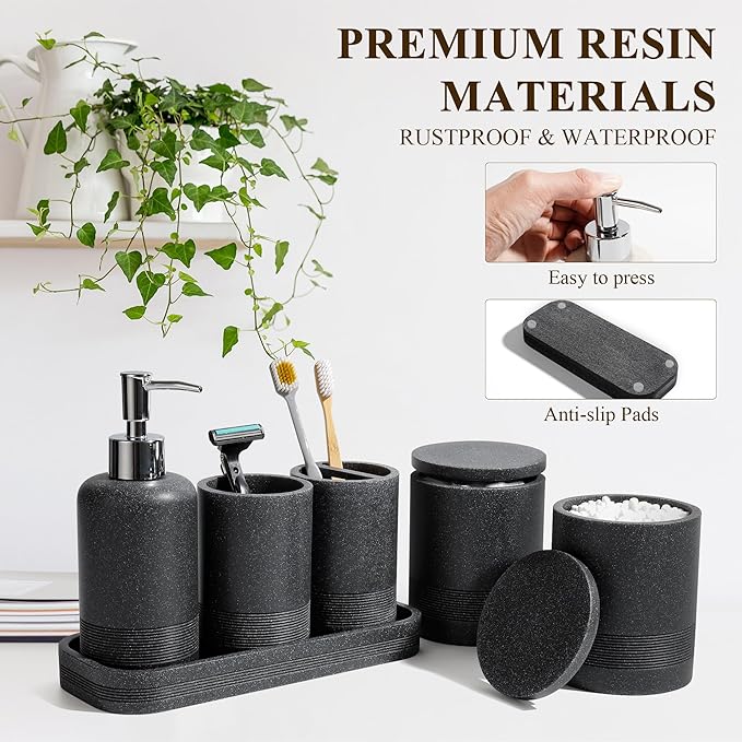 Bathroom Accessories Set, 6-Piece Bathroom Accessory Set, Toothbrush Holders Set - Image 5