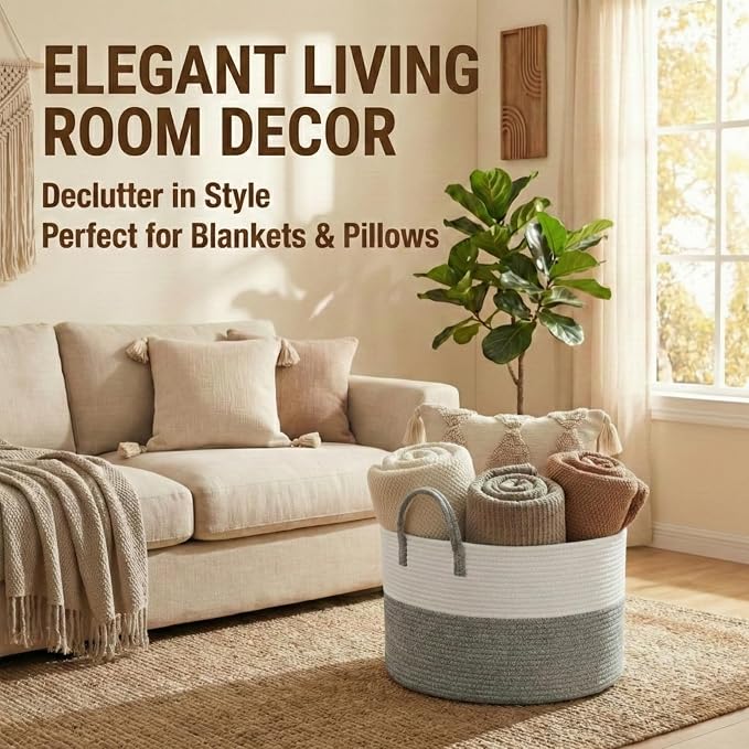 65L Extra Large Blanket Basket for Living Room - Image 3