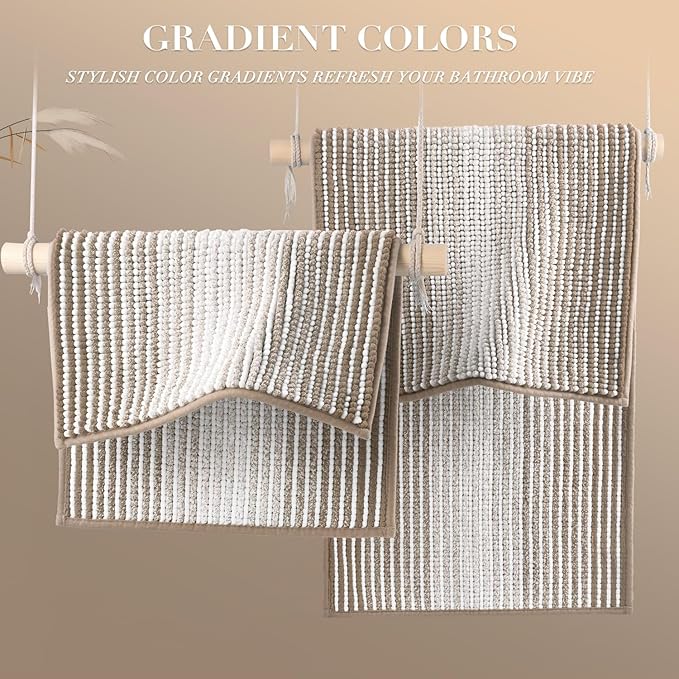 Bathroom Rugs and Mats Sets, 2 Piece Thick Absorbent Chenille Bath Mat Rug Set - Image 4