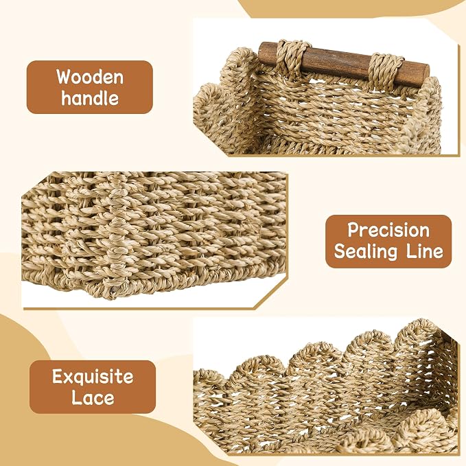 Toilet Paper Storage Basket Bathroom Counter Organizer Wicker Baskets - Image 2