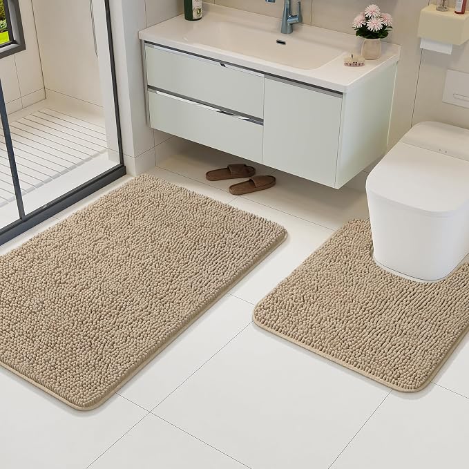 AROGAN Bathroom Rug Sets 2 Piece, Washable Bath Rug, Absorbent Soft Non Slip - Image 3