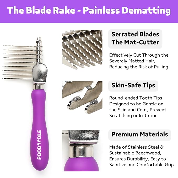 Pain-Free Dematting Comb Kit for Dogs & Cats, Dematting Rake & Detangling - Image 3