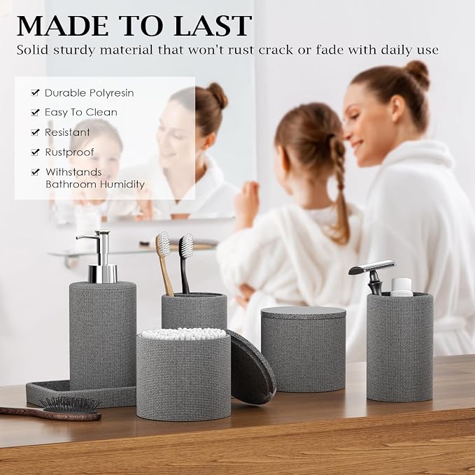 6-Piece Grey Bathroom Set - Image 3