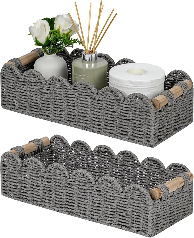 CubesLand Bathroom Basket Organizer, Toilet Tank Paper Storage Baskets 2-Pack by CubesLand