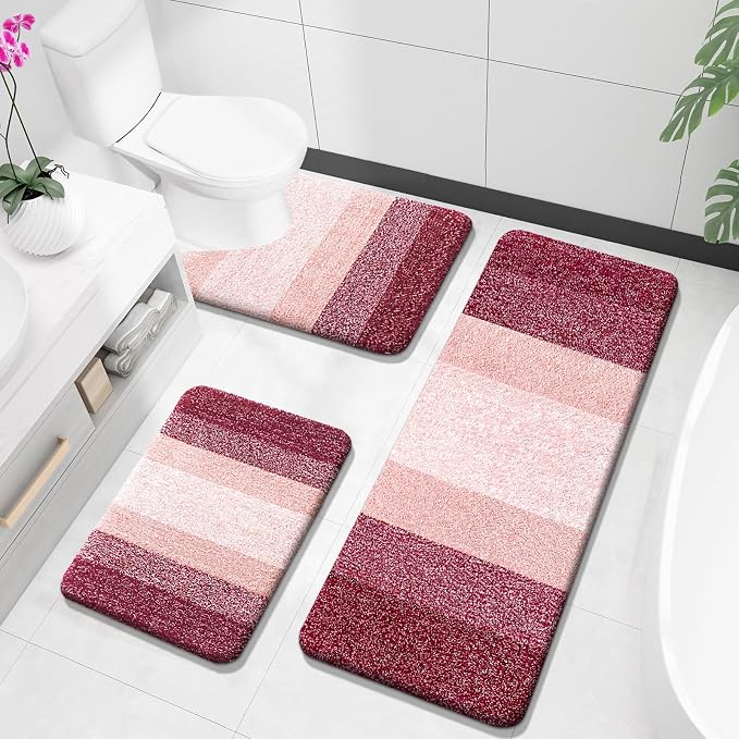 OLANLY Bathroom Rugs Sets 3 Piece, Soft Absorbent Microfiber Bath Mats and by OLANLY