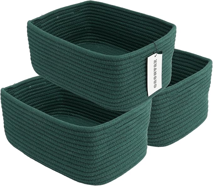 Small Woven Storage Baskets 12“X8”X5“ Decorative Rope Bins by XUANGUO