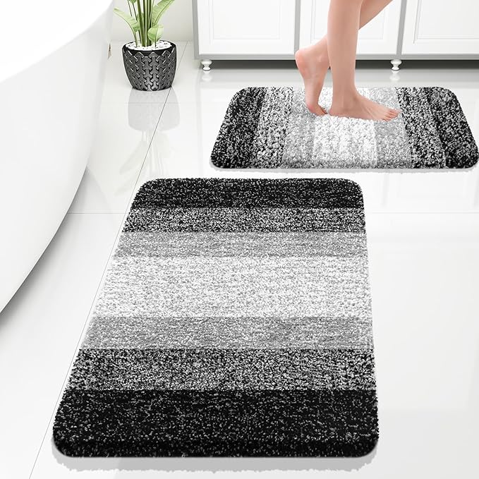 OLANLY Bathroom Rug Set 2 Piece, Soft Absorbent Microfiber Bath Rug Set by OLANLY