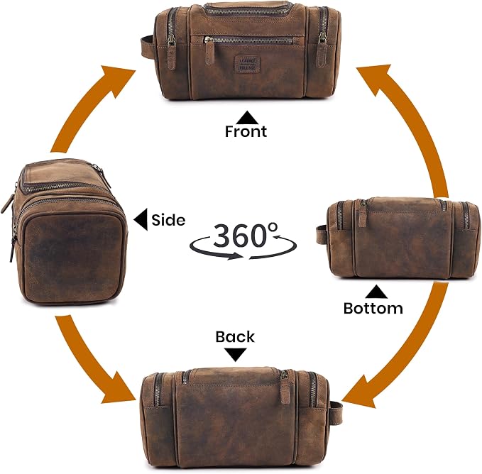 LEATHER VILLAGE Genuine Leather Travel Dopp Kit - Image 6