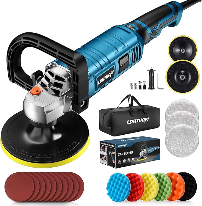 LDHTHOPI Buffer Polisher, 1600W 7 Inch/6 Inch Rotary Buffer Polisher Waxer by LDHTHOPI