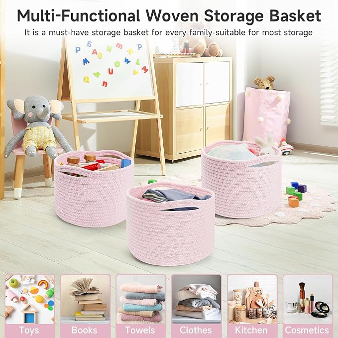 Small Rope Baskets for Storage, Baskets for Gifts Empty, Cute Round Woven Basket - Image 7