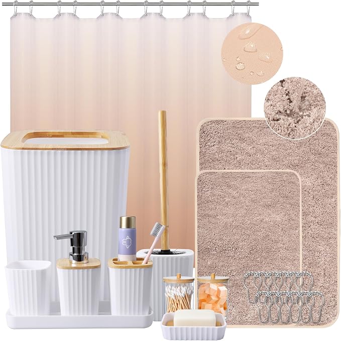 24Pcs White and Gold Bathroom Set by BetterbathroomwithXLHOME