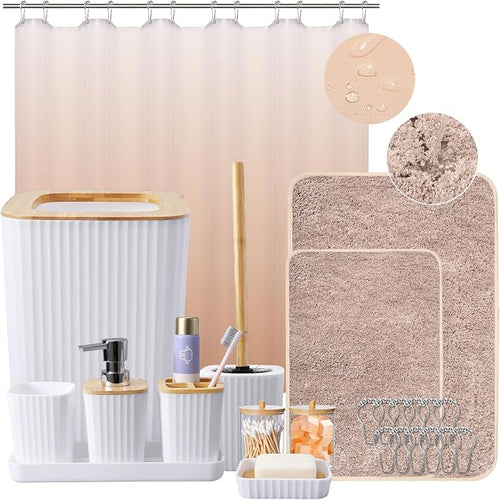 24Pcs White and Gold Bathroom Set by BetterbathroomwithXLHOME