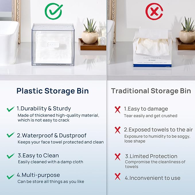 Vtopmart Disposable Facial Towels Holder, Acrylic Box Hold 50 Count, Stylish - Image 7