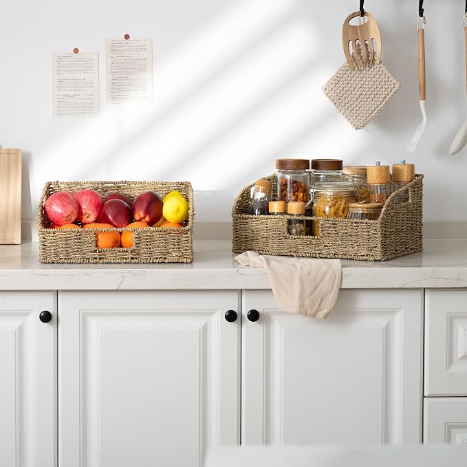 StorageWorks Pantry Baskets for Organizing, Seagrass Storage Baskets for Shelves - Image 6