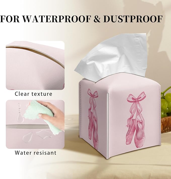Grace Yonks Cute Pink Ballet Shoes Tissue Box Cover Square, Cube Case - Image 3