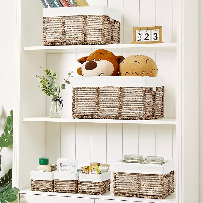 Vagusicc Wicker Storage Basket, 6 Pack Seagrass Baskets - Image 7