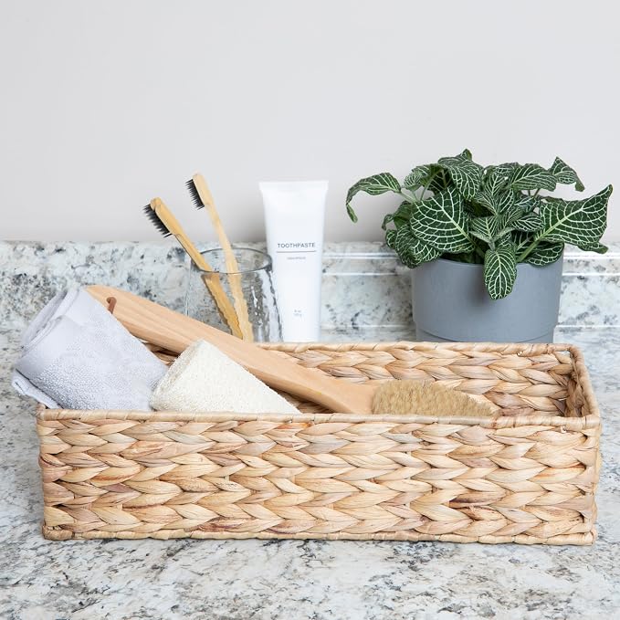 Household Essentials Water Hyacinth Rectangular Storage Basket - Image 4