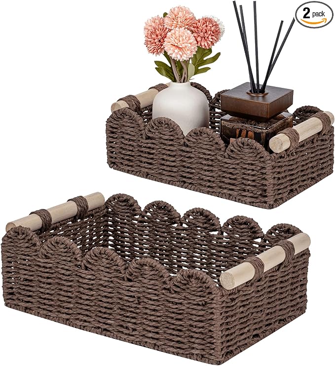 CubesLand Toilet Paper Storage Organizer Basket, Scalloped Decorative Baskets by CubesLand