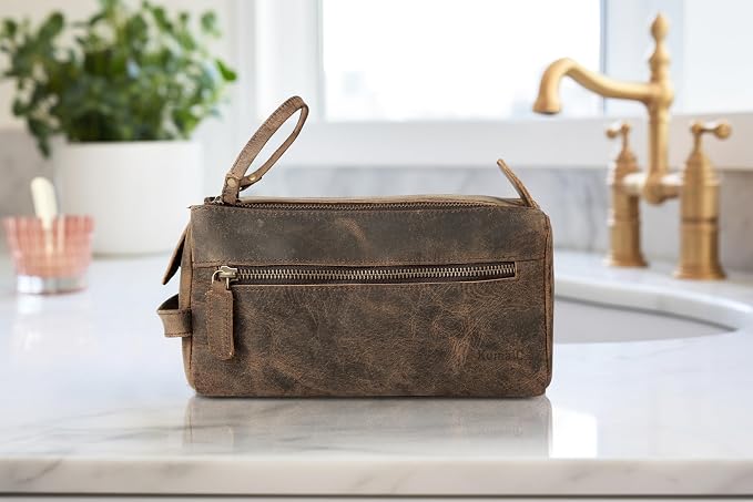KomalC Premium Buffalo Leather Toiletry Bag - Image 5