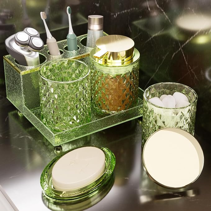 Glass Bathroom Accessories Set 5Pcs Crystal - Image 7