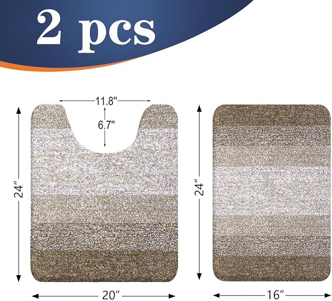 OLANLY Bathroom Rug Set 2 Piece, Soft Absorbent Microfiber Bath Mats and - Image 2