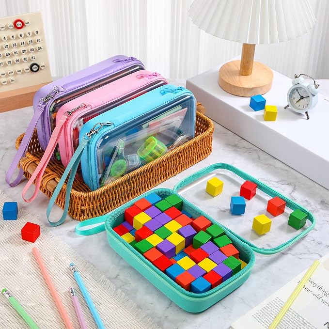 4 Pcs Hard Clear Zipper Case Hard Shell Plastic Pencil Case Large Transparent - Image 5