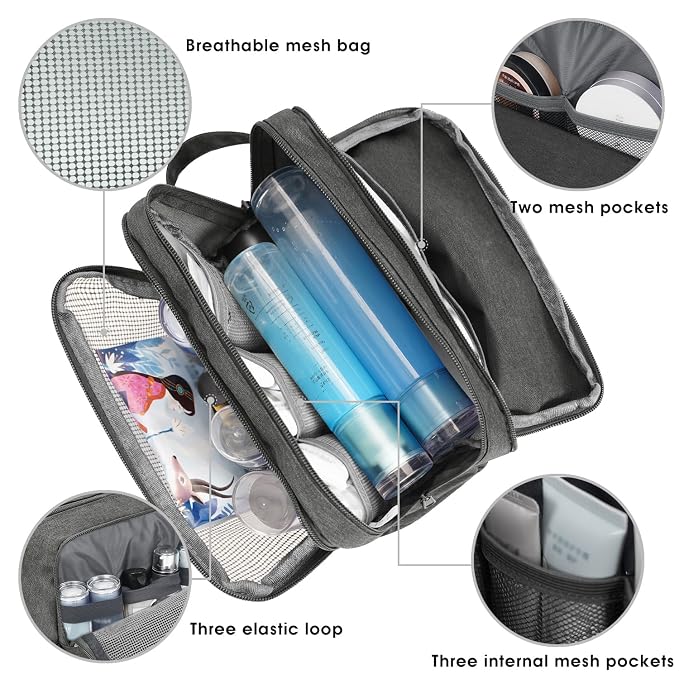 Toiletry Bag for Men Hanging Dopp Kit Water Resistant Shaving Bag Small - Image 3