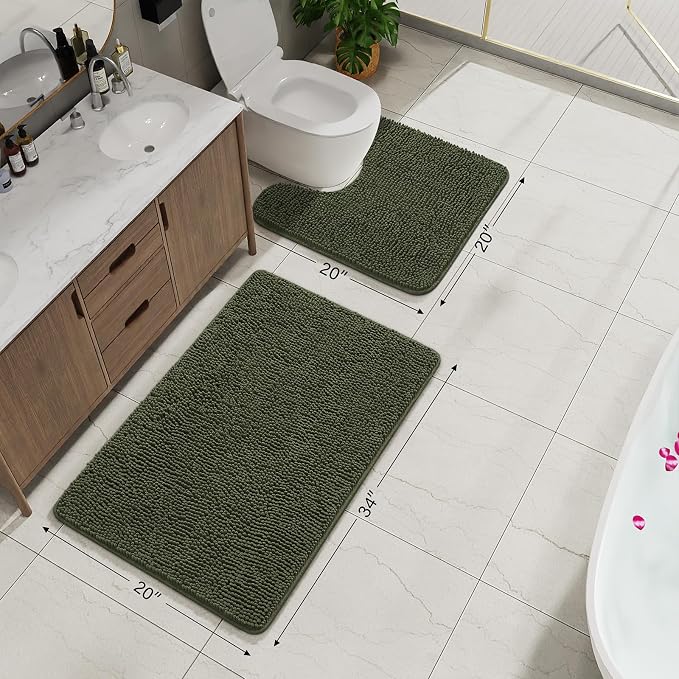 AROGAN Bathroom Rug Sets 2 Piece, Washable Bath Rug, Absorbent Soft Non Slip - Image 2
