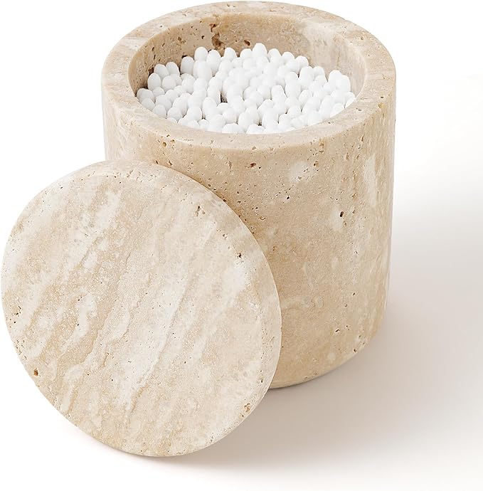 WORHE Travertine Qtip Holder Dispenser by WORHE