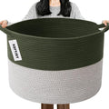 65L Large Blanket Basket, 19.7" L x 19.7" W x 13" H Rope Woven Baskets by HZFTJOY