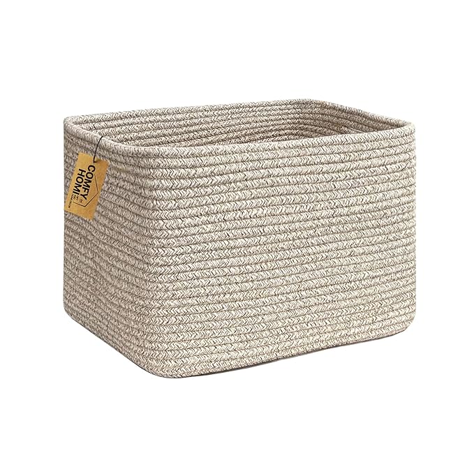 COMFY-HOMI Square Woven Cotton Rope Basket by COMFY-HOMI
