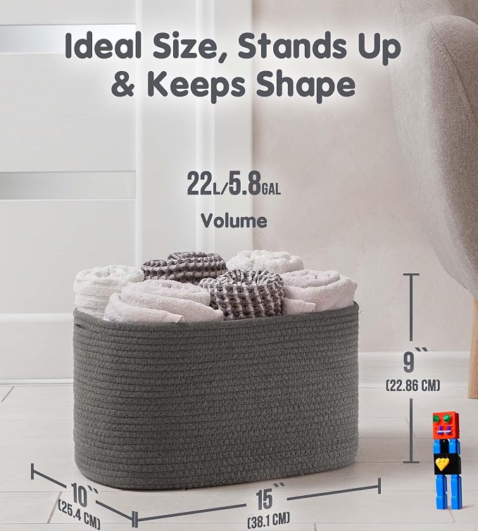 CHAT BLANC Cotton Rope Baskets for Organizing | Storage Baskets for Shelves | - Image 5
