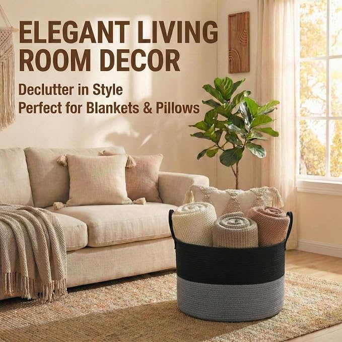65L Extra Large Blanket Basket for Living Room - Image 2