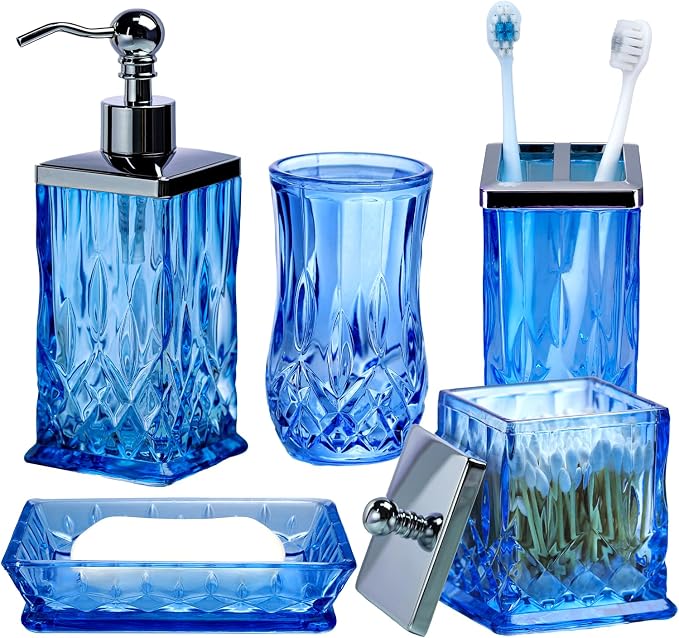 Bathroom Accessories Set, Complete Lotion Soap Dispenser, Toothbrush Holder by ZIVQEXMURL