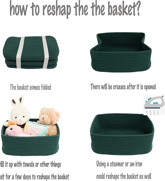 Small Woven Storage Baskets 12“X8”X5“ Decorative Rope Bins - Image 7