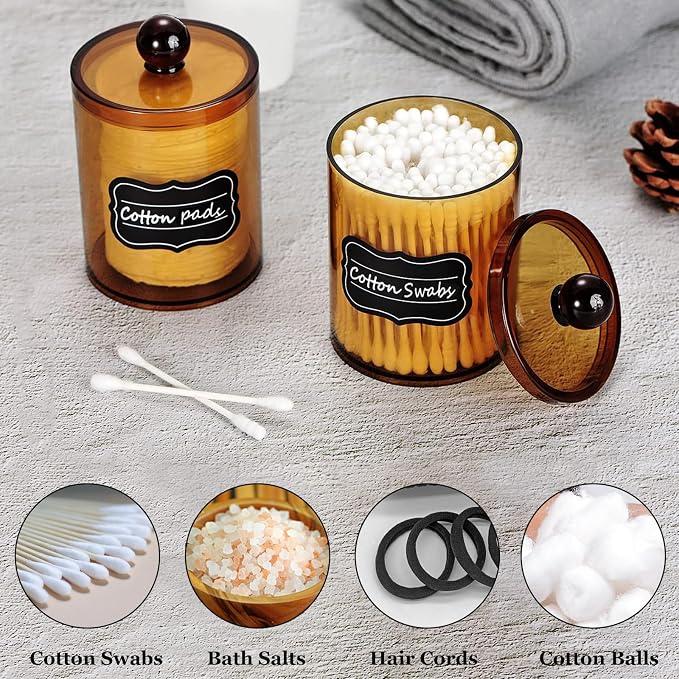 SheeChung 6 Pack Acrylic Qtip Holder, Apothecary Jars Set - Image 3