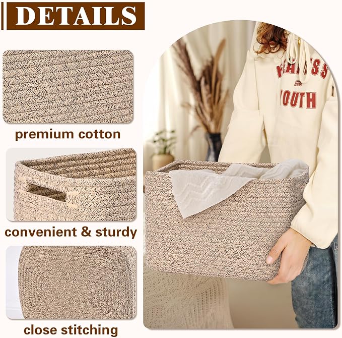Storage Baskets for Organizing, 4 Pack Baskets for Shelves, Decorative Storage - Image 5