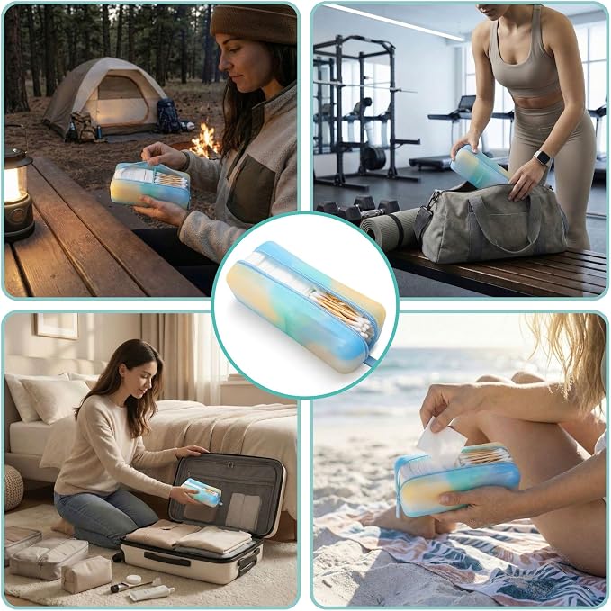 Cotton Pad Swab Travel Case – 2-in-1 Portable Waterproof Qtips Dispenser - Image 8