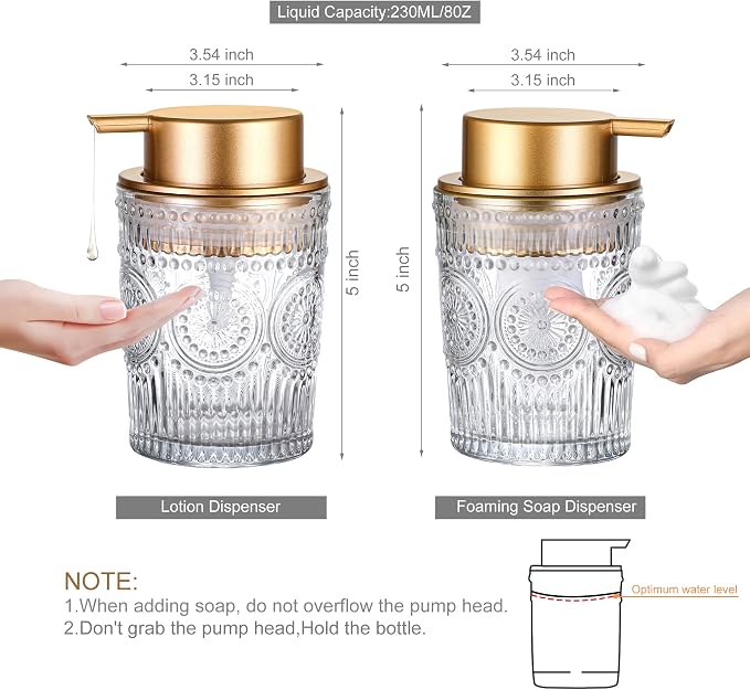 8 Oz Glass Foam Soap Dispenser, Refillable Round Foaming Lotion Dispensing - Image 2